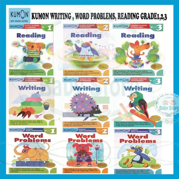 Kumon English Reading Writing Words problem graded workbooks